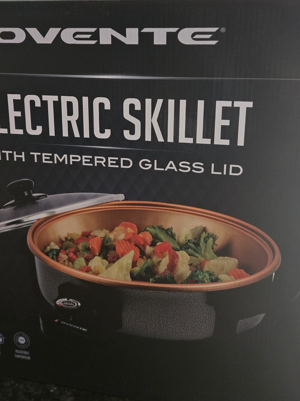 Ovente Copper-Tone Electric Skillet with Tempered Glass Lid - Copper/Black